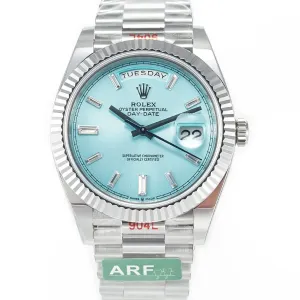 DayDate 40 228236 ARF 904L Steel Tiffany Blue Crystal Diamonds Bezel on President Bracelet VR3255