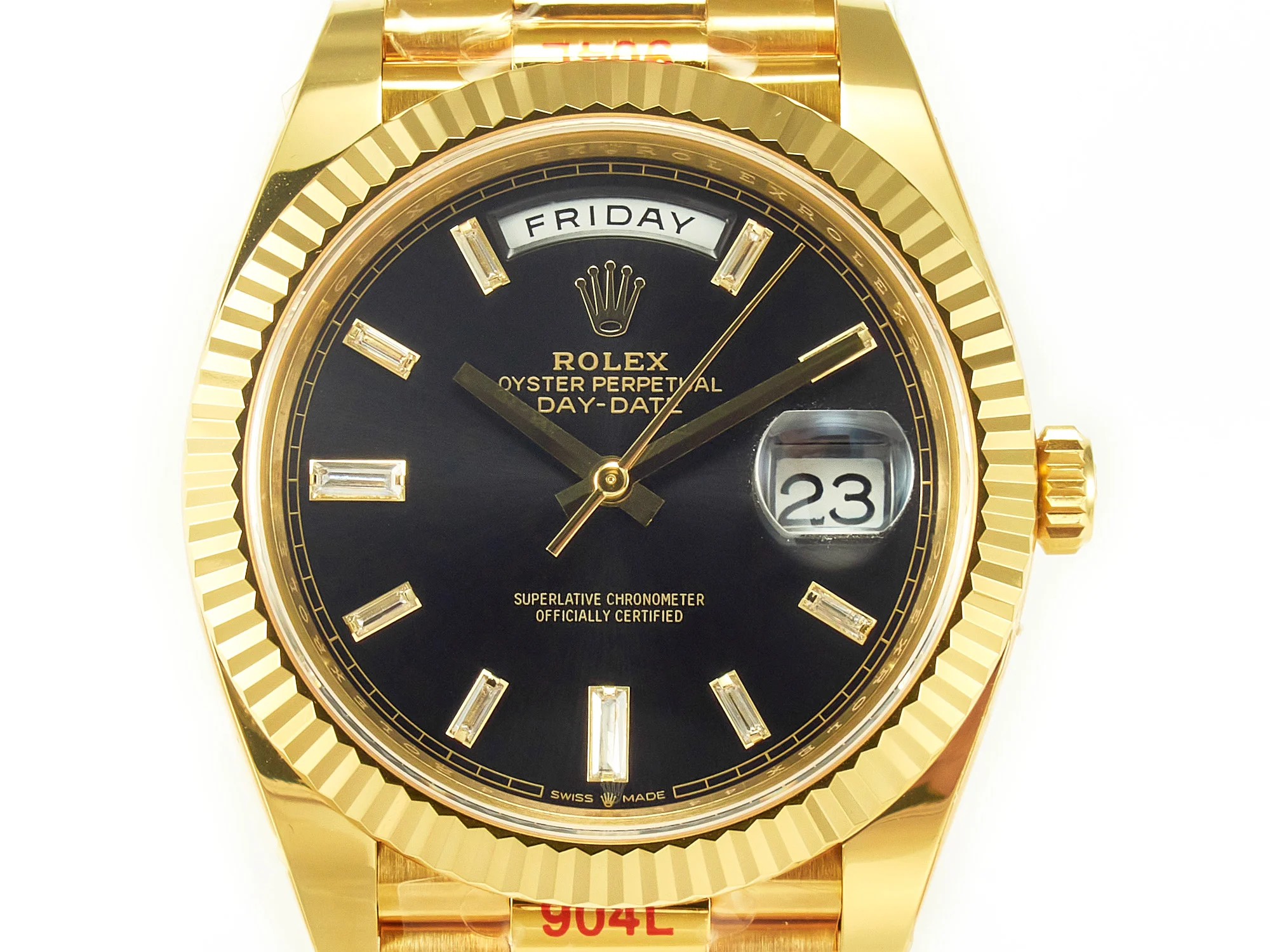 DayDate 40 228238 ARF 904L Steel Black Crystal Diamonds Bezel on President Bracelet VR3255