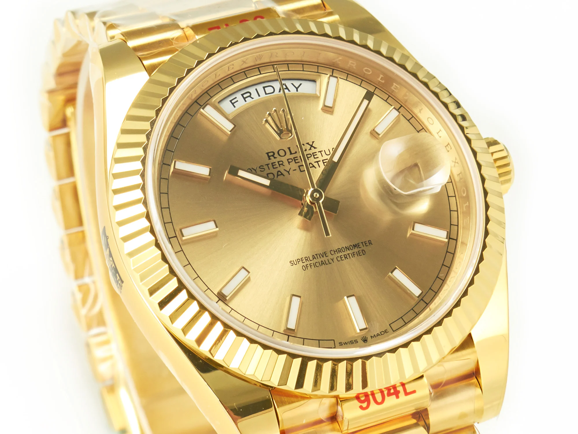 DayDate 40 228238 ARF 904L Steel Gold Stick Dial on President Bracelet VR3255