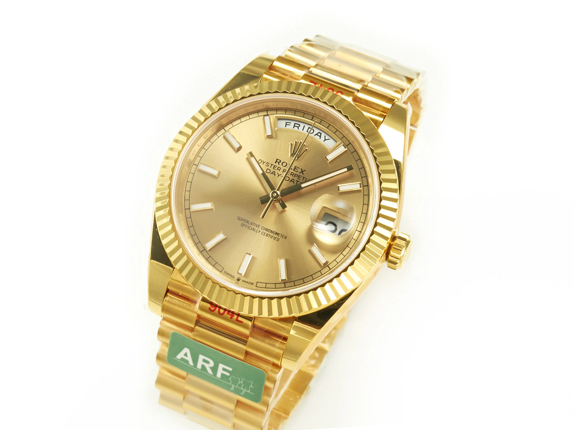 DayDate 40 228238 ARF 904L Steel Gold Stick Dial on President Bracelet VR3255