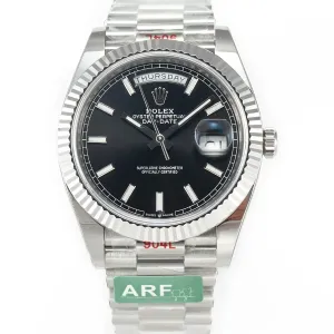 DayDate 40 228239 ARF 904L Steel Black Dial on President Bracelet VR3255