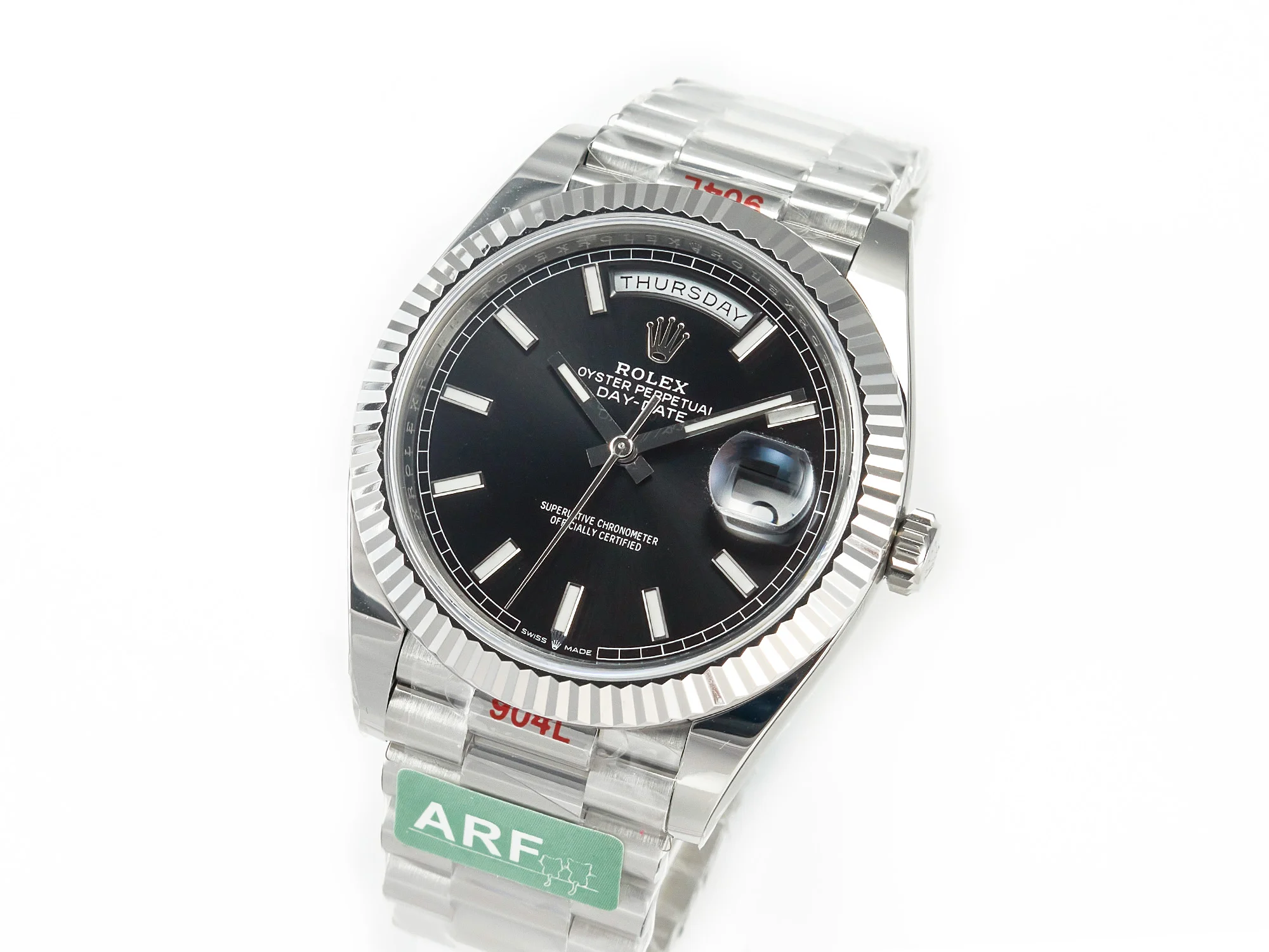 DayDate 40 228239 ARF 904L Steel Black Dial on President Bracelet VR3255