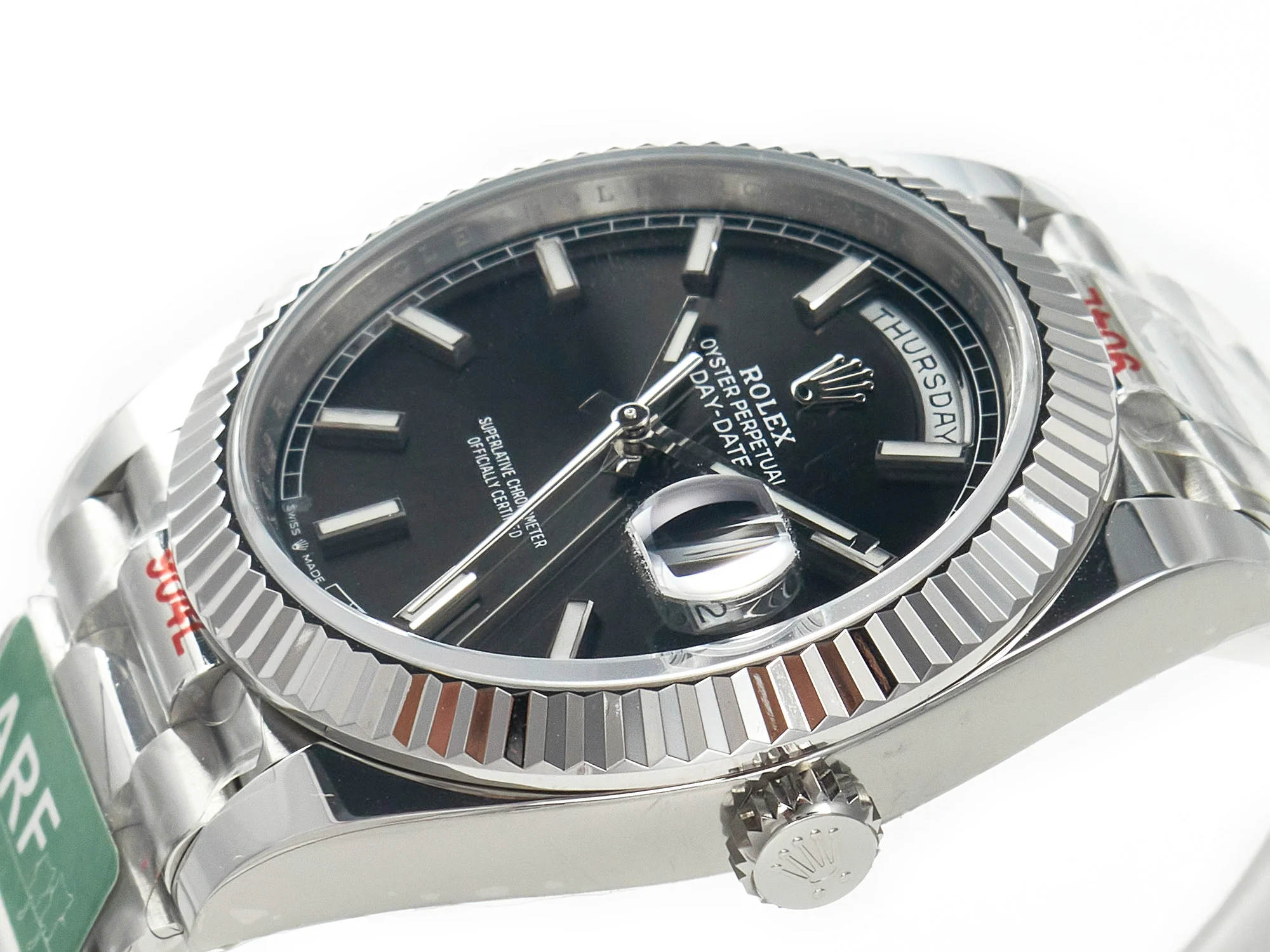 DayDate 40 228239 ARF 904L Steel Black Dial on President Bracelet VR3255