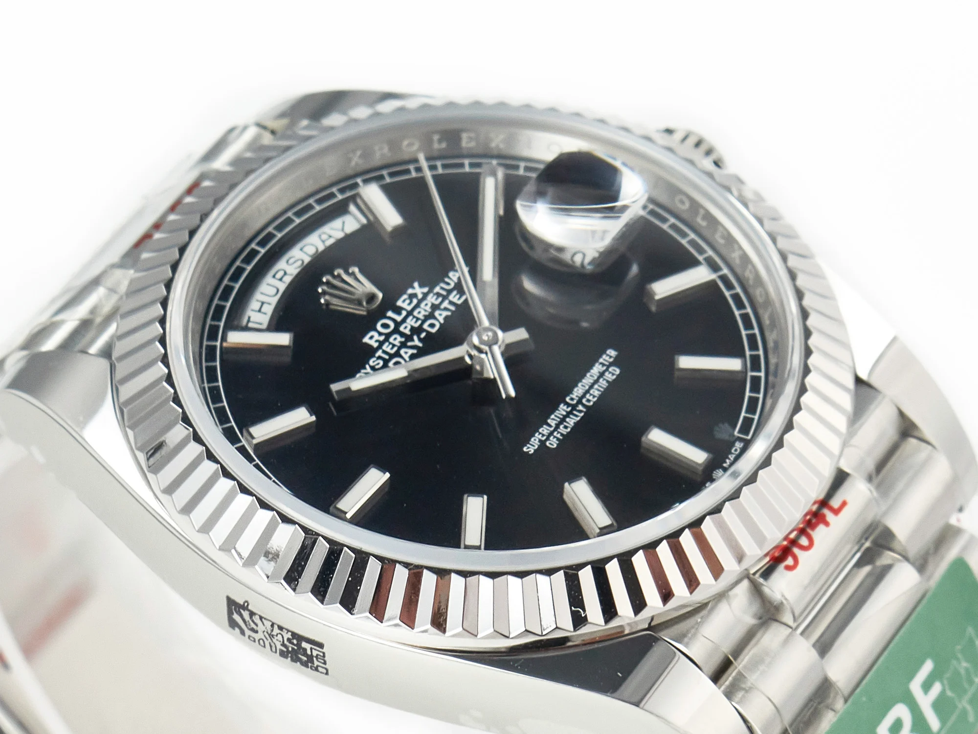DayDate 40 228239 ARF 904L Steel Black Dial on President Bracelet VR3255