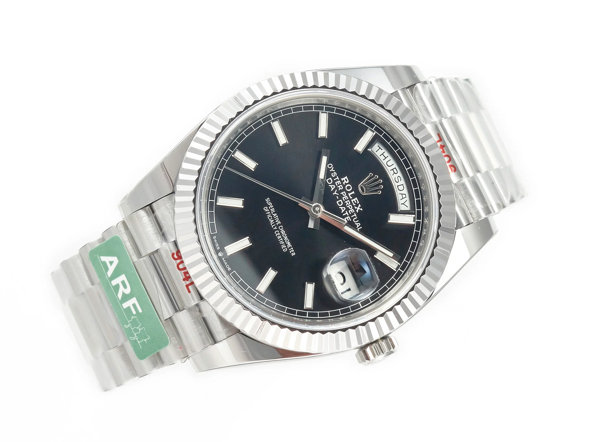 DayDate 40 228239 ARF 904L Steel Black Dial on President Bracelet VR3255