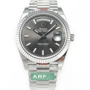 DayDate 40 228239 ARF 904L Steel Grey Stick Dial on President Bracelet VR3255