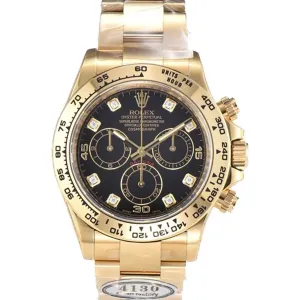 Daytona 116508 Black Dial with Diamond Markers in Yellow Gold