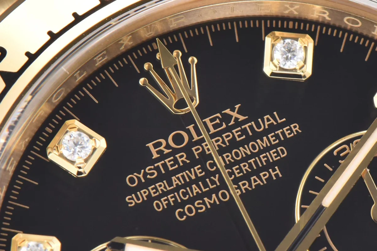 Daytona 116508 Black Dial with Diamond Markers in Yellow Gold