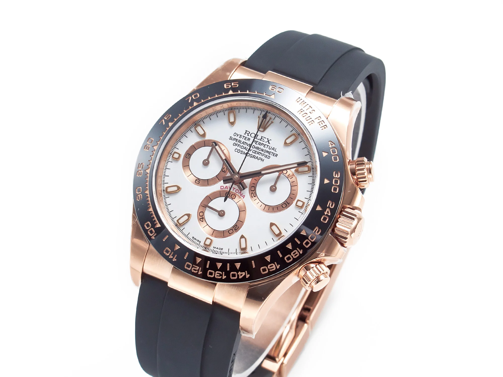 Daytona 116515 Clean 1:1 Best Edition 904L Steel RG White Dial on Oysterflex Strap SA4130