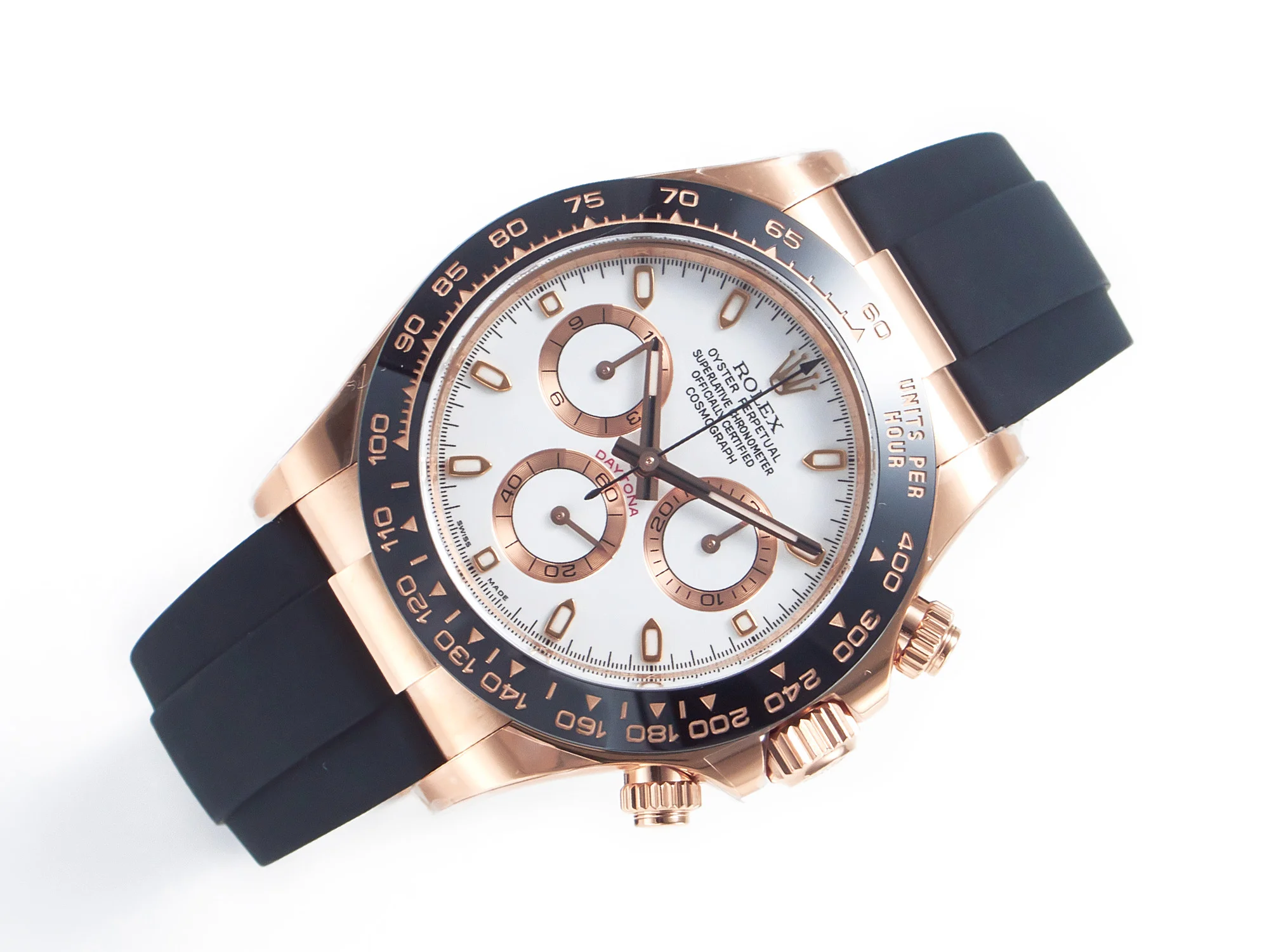 Daytona 116515 Clean 1:1 Best Edition 904L Steel RG White Dial on Oysterflex Strap SA4130