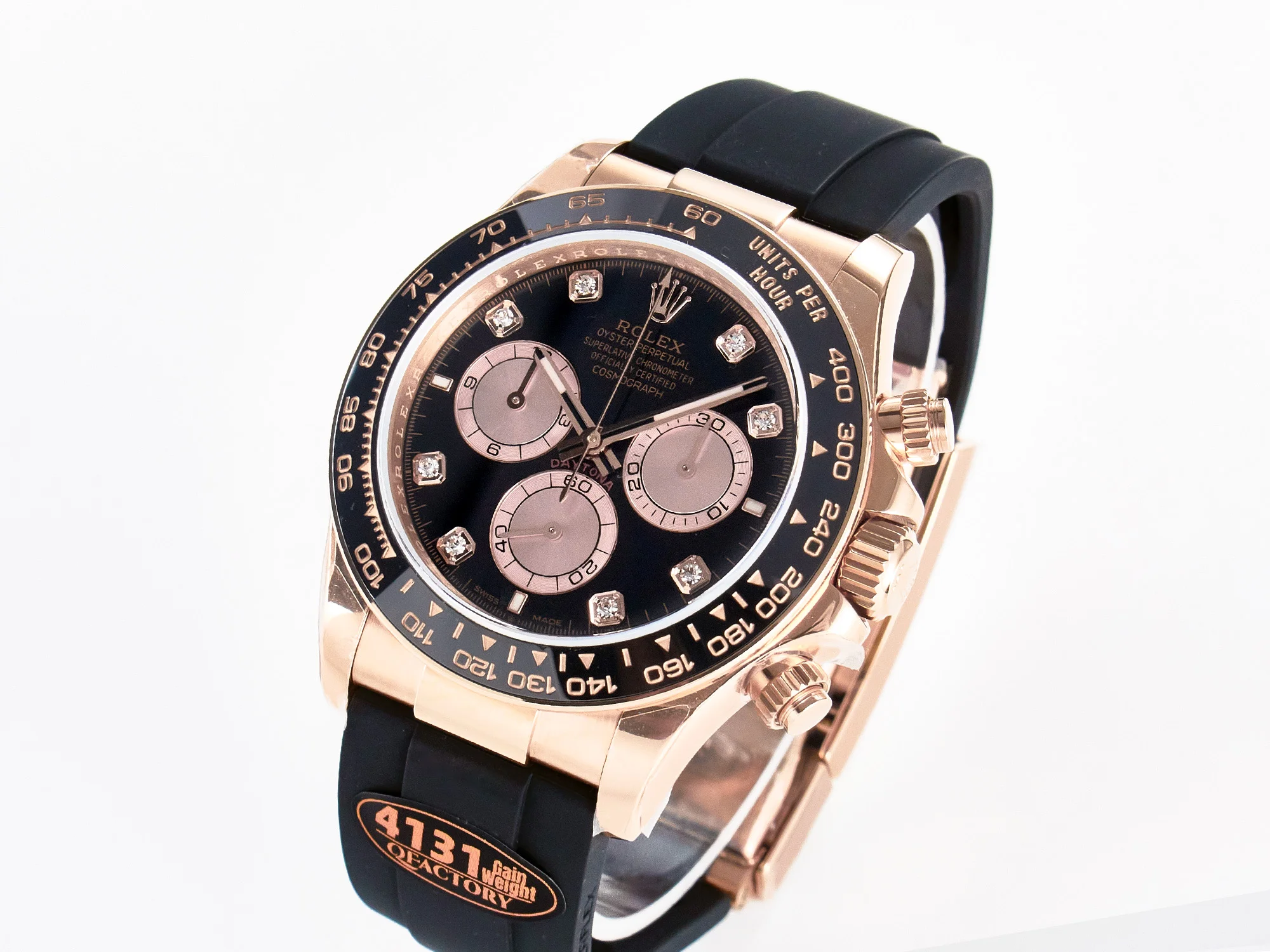Daytona 126515 QF 1:1 Best Edition Black/RG Diamonds Dial on Oysterflex Strap SH4131 V6(Gain Weight)