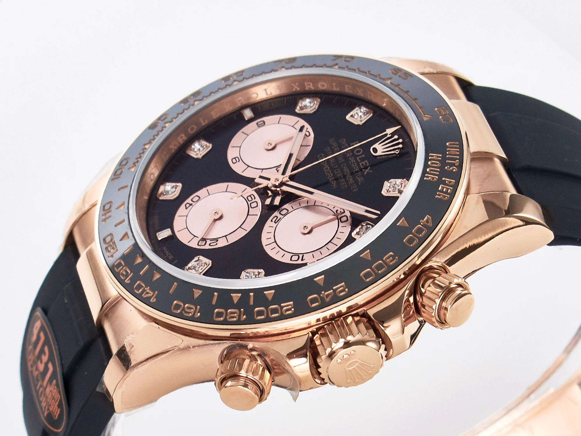 Daytona 126515 QF 1:1 Best Edition Black/RG Diamonds Dial on Oysterflex Strap SH4131 V6(Gain Weight)