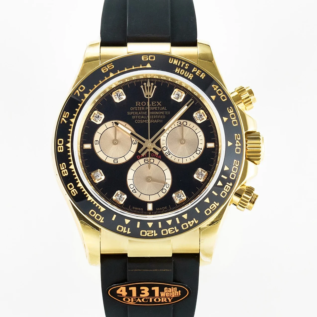 Daytona 126518 QF 1:1 Best Edition Black/YG Diamonds Dial on Oysterflex Strap SH4131 V6(Gain Weight)