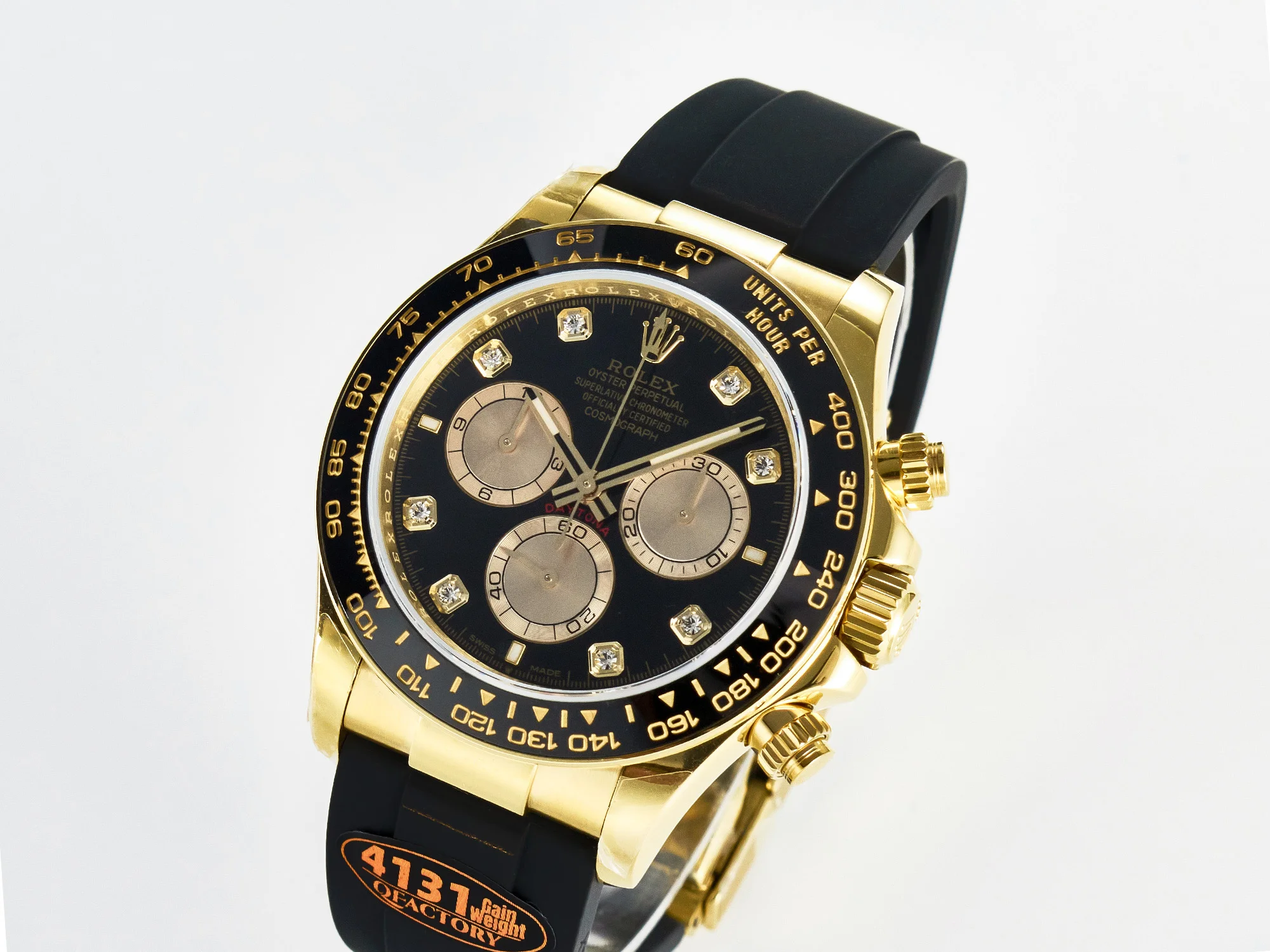 Daytona 126518 QF 1:1 Best Edition Black/YG Diamonds Dial on Oysterflex Strap SH4131 V6(Gain Weight)
