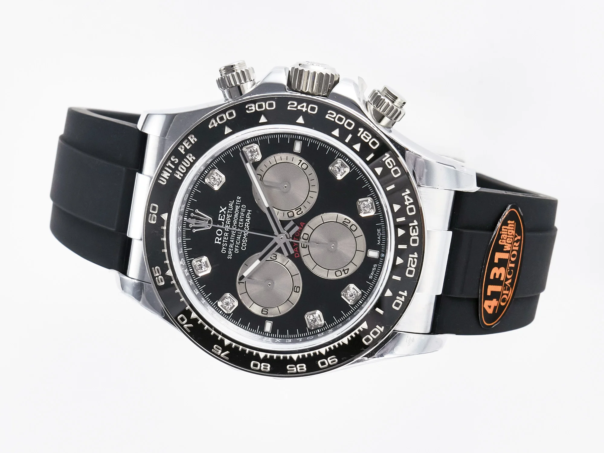 Daytona 126519 QF 1:1 Best Edition Black/Silver Diamonds Dial on Oysterflex Strap SH4131 V6(Gain Weight)