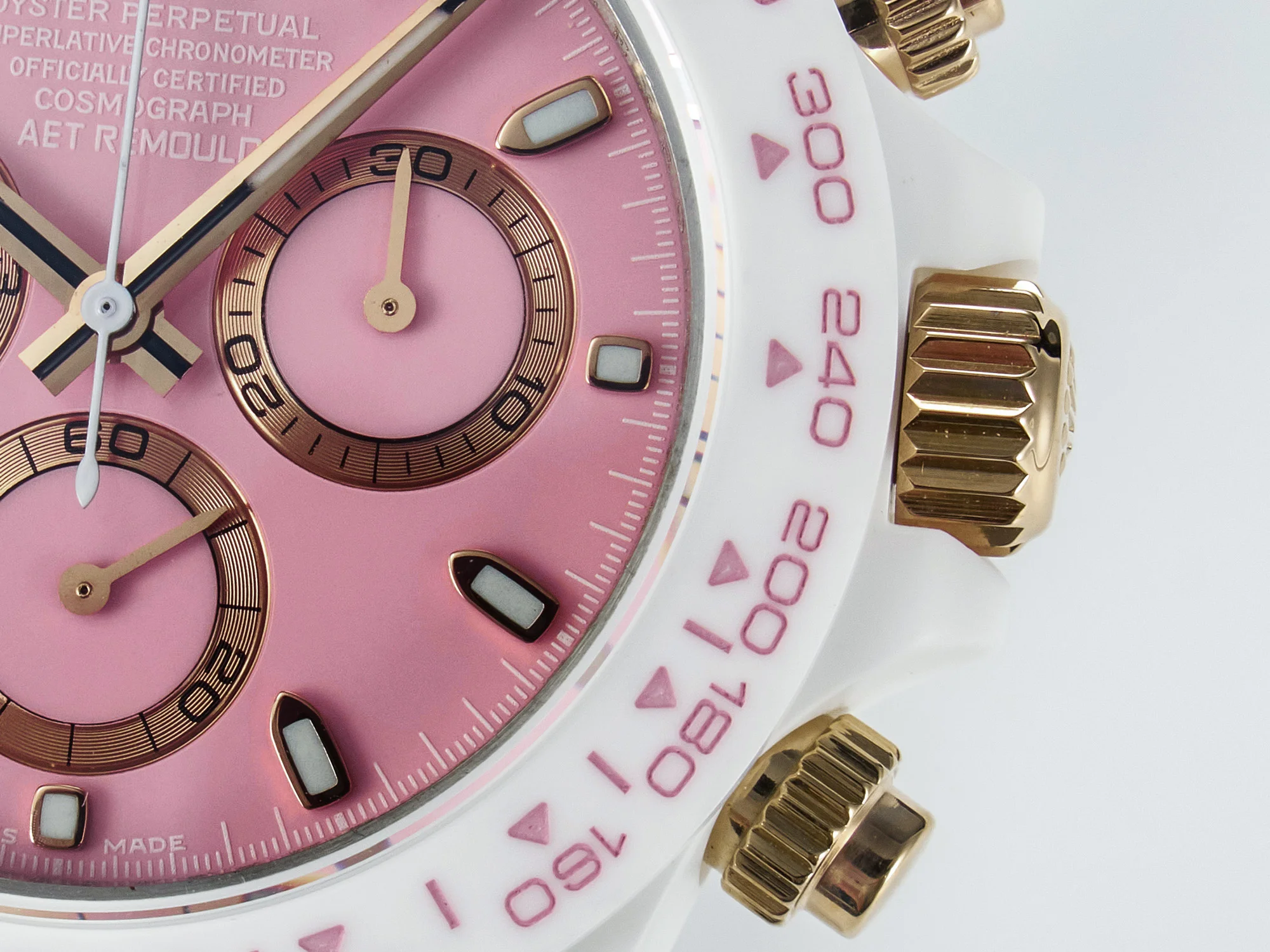 Daytona AET White Ceramic Case and Bracelet Pink Dial N6F Best Edition SA4130