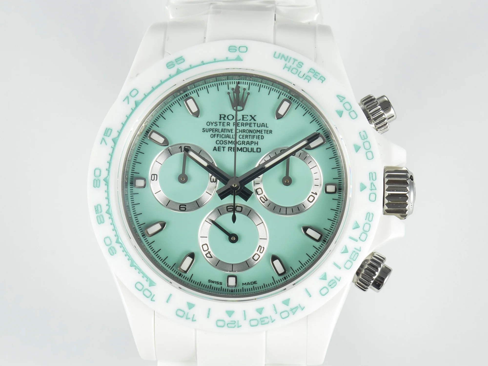 Daytona AET White Solid Ceramic Case and Bracelet Avocado Green Dial N6F 1:1 Best Edition DD4801