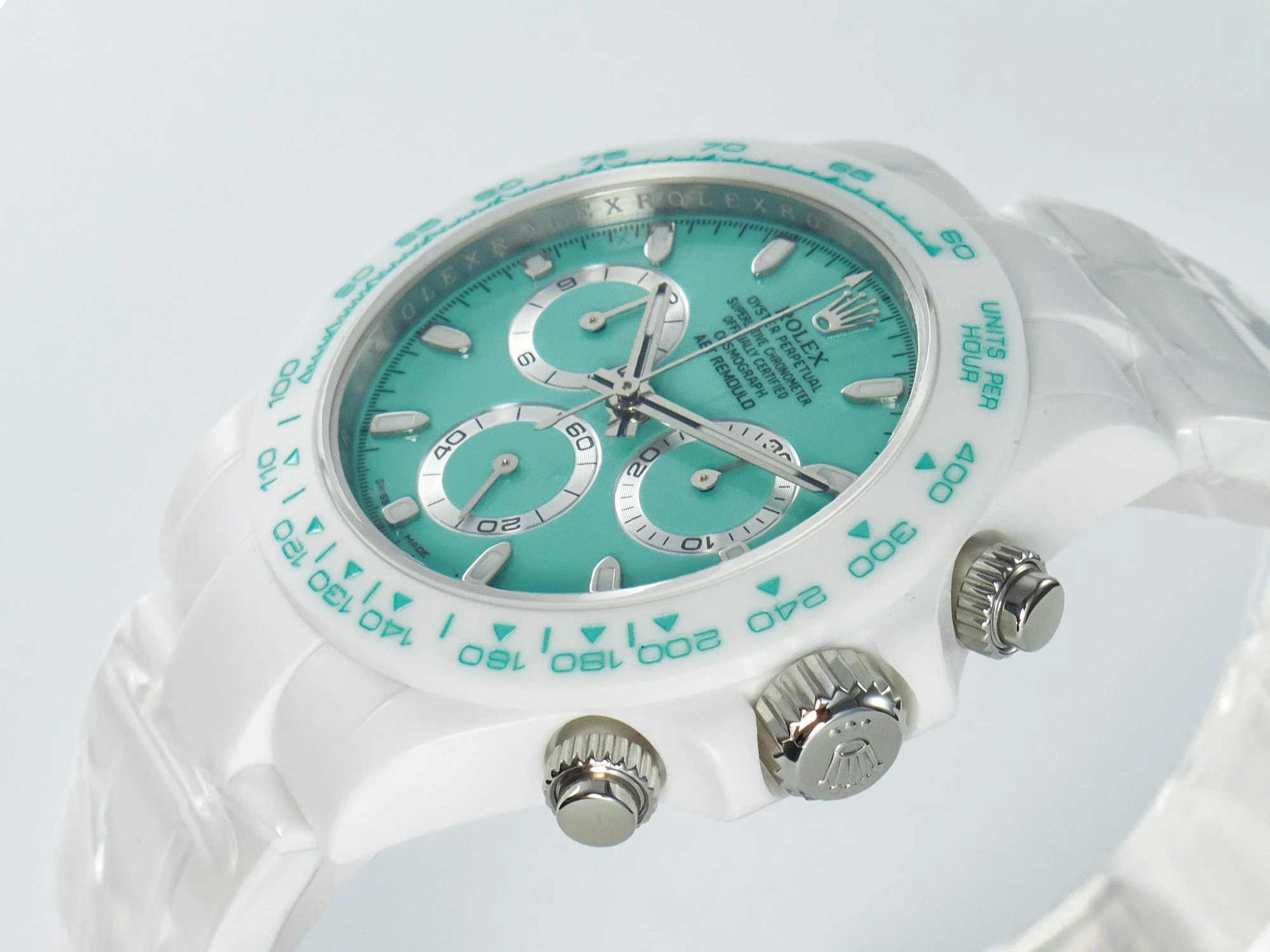 Daytona AET White Solid Ceramic Case and Bracelet Avocado Green Dial N6F 1:1 Best Edition DD4801