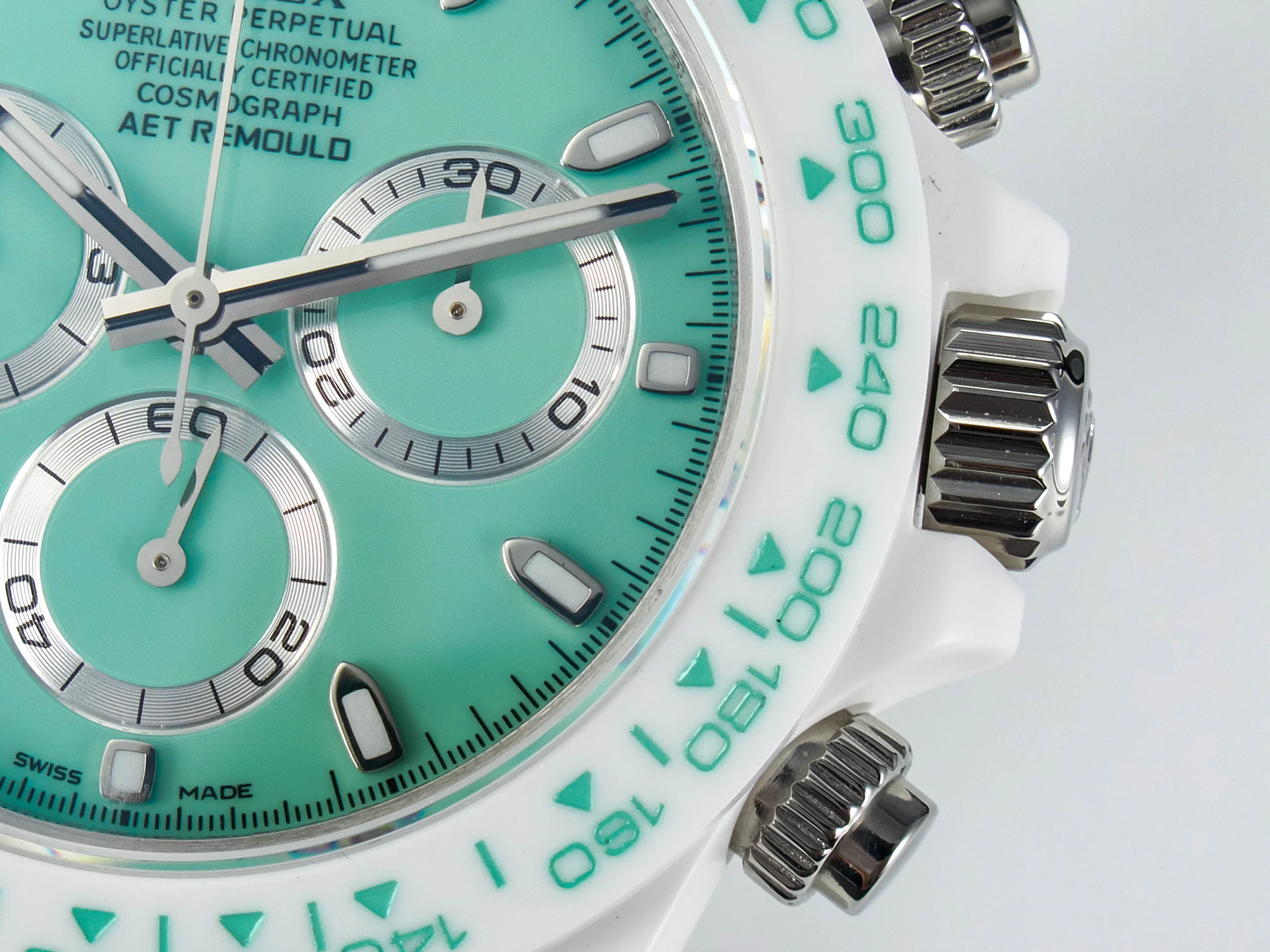 Daytona AET White Solid Ceramic Case and Bracelet Avocado Green Dial N6F 1:1 Best Edition DD4801