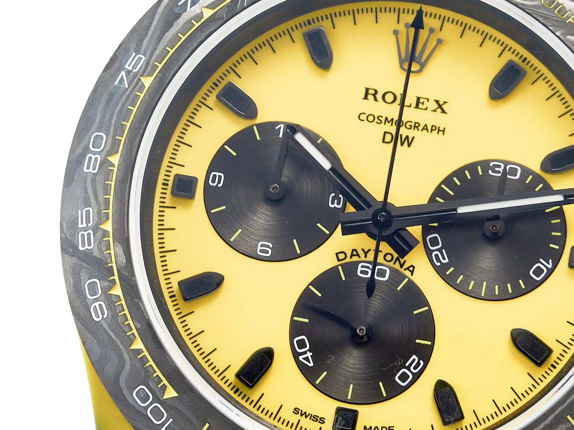 Daytona DIW Yellow Carbon N6F 1:1 Best Edition Yellow/Black Dial on Black Nylon Strap SA4130 V2