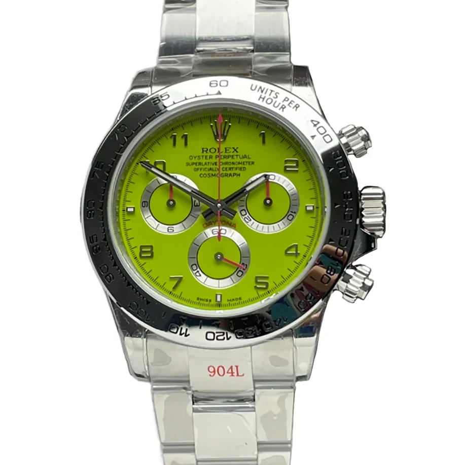 Daytona Lime Green Racing Dial in White Gold