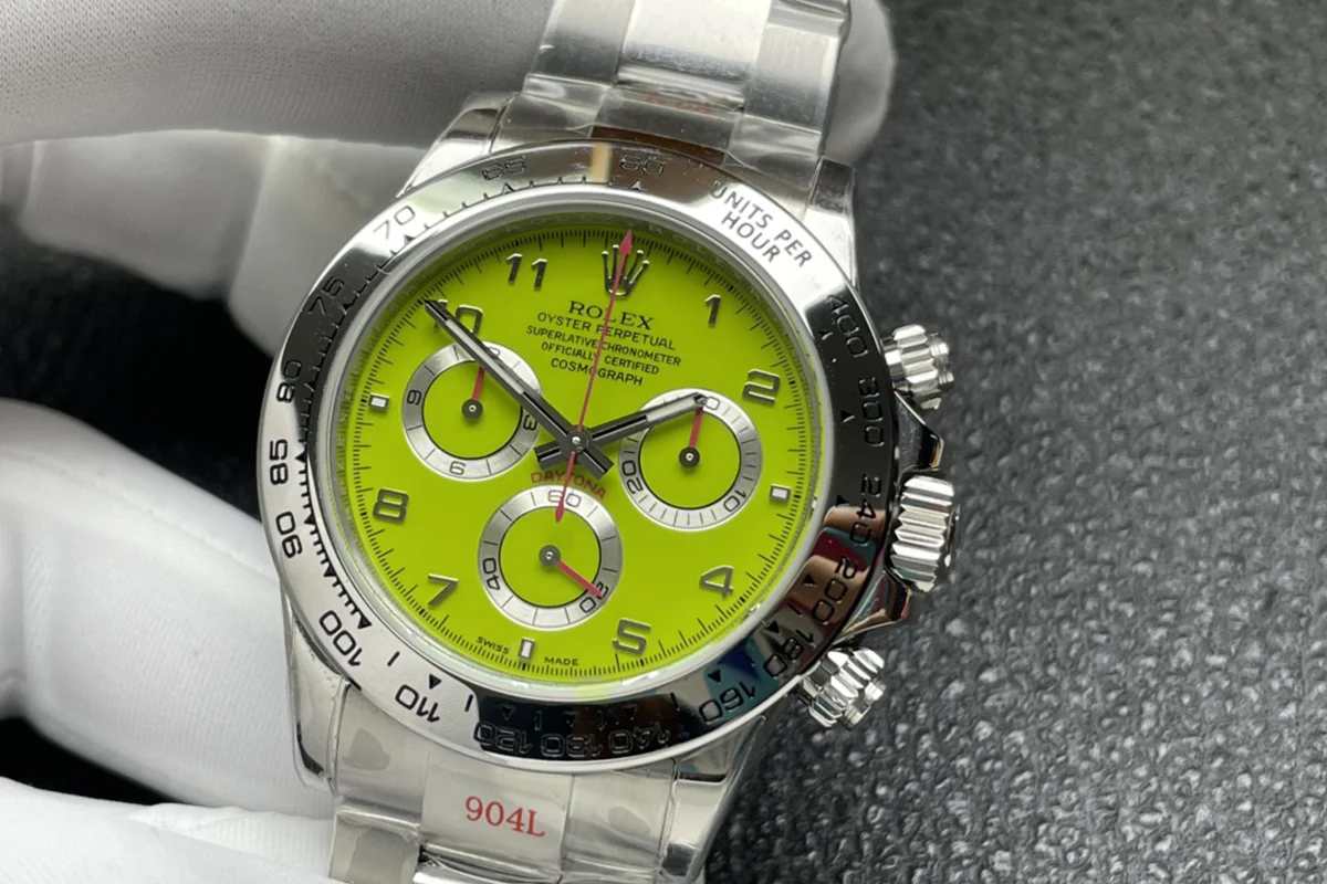Daytona Lime Green Racing Dial in White Gold