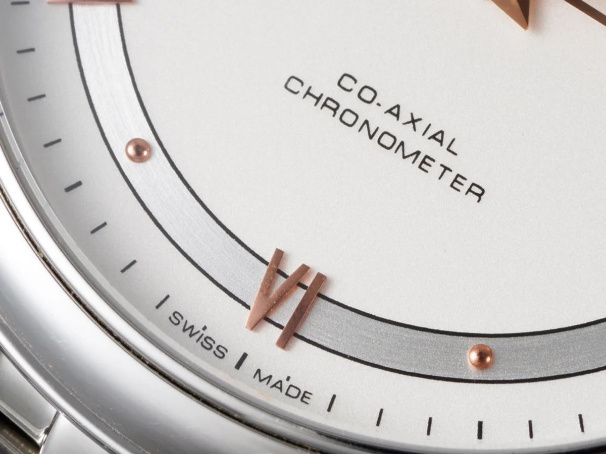 De Ville Co-Axial Chronometer 36.8mm White Dial with Rose Gold Markers in Steel on Bracelet