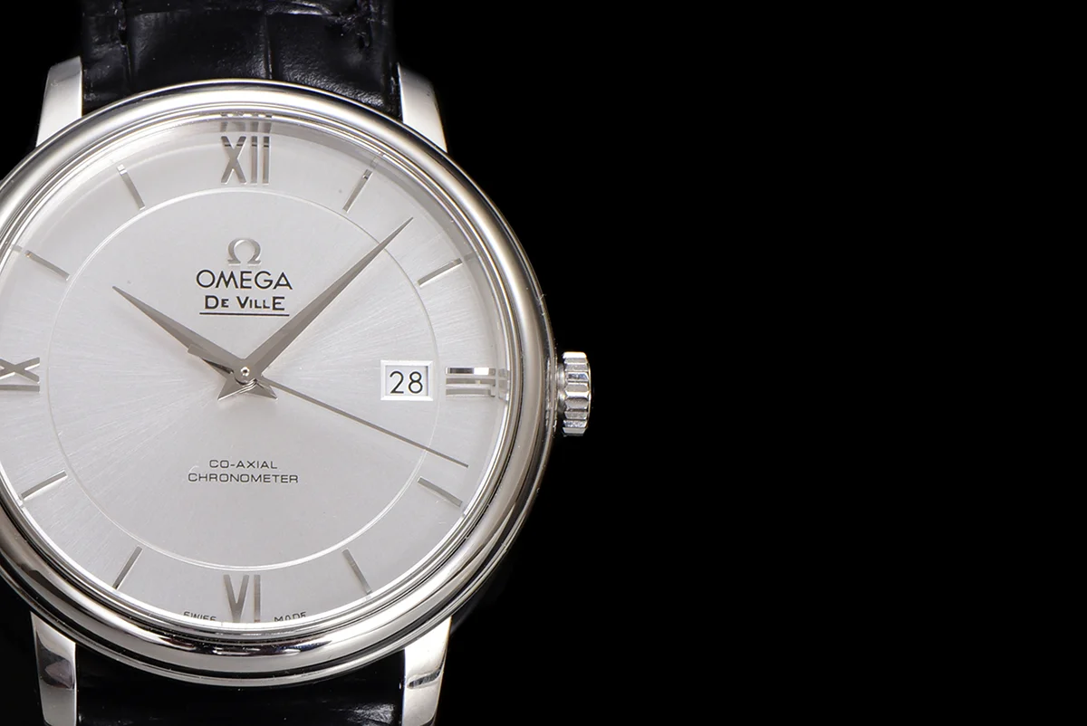 De Ville Co-Axial Chronometer 39.5mm Silver Dial in Steel on Leather Strap
