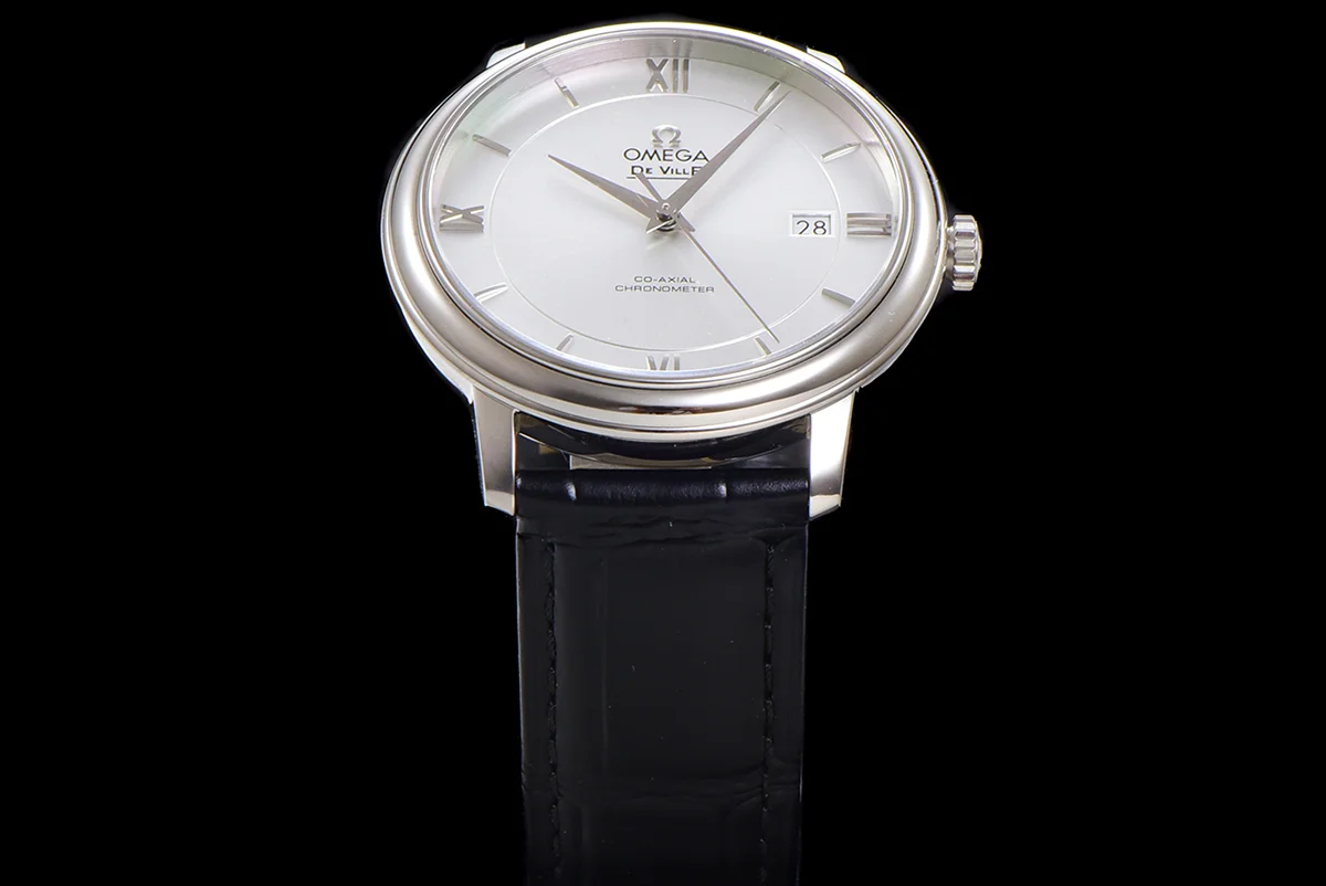 De Ville Co-Axial Chronometer 39.5mm Silver Dial in Steel on Leather Strap