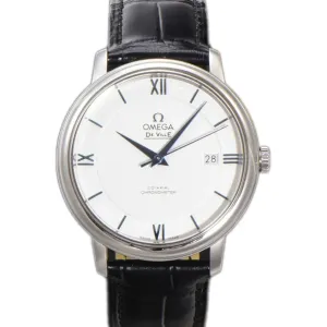 De Ville Co-Axial Chronometer 39.5mm White Dial in Steel on Leather Strap