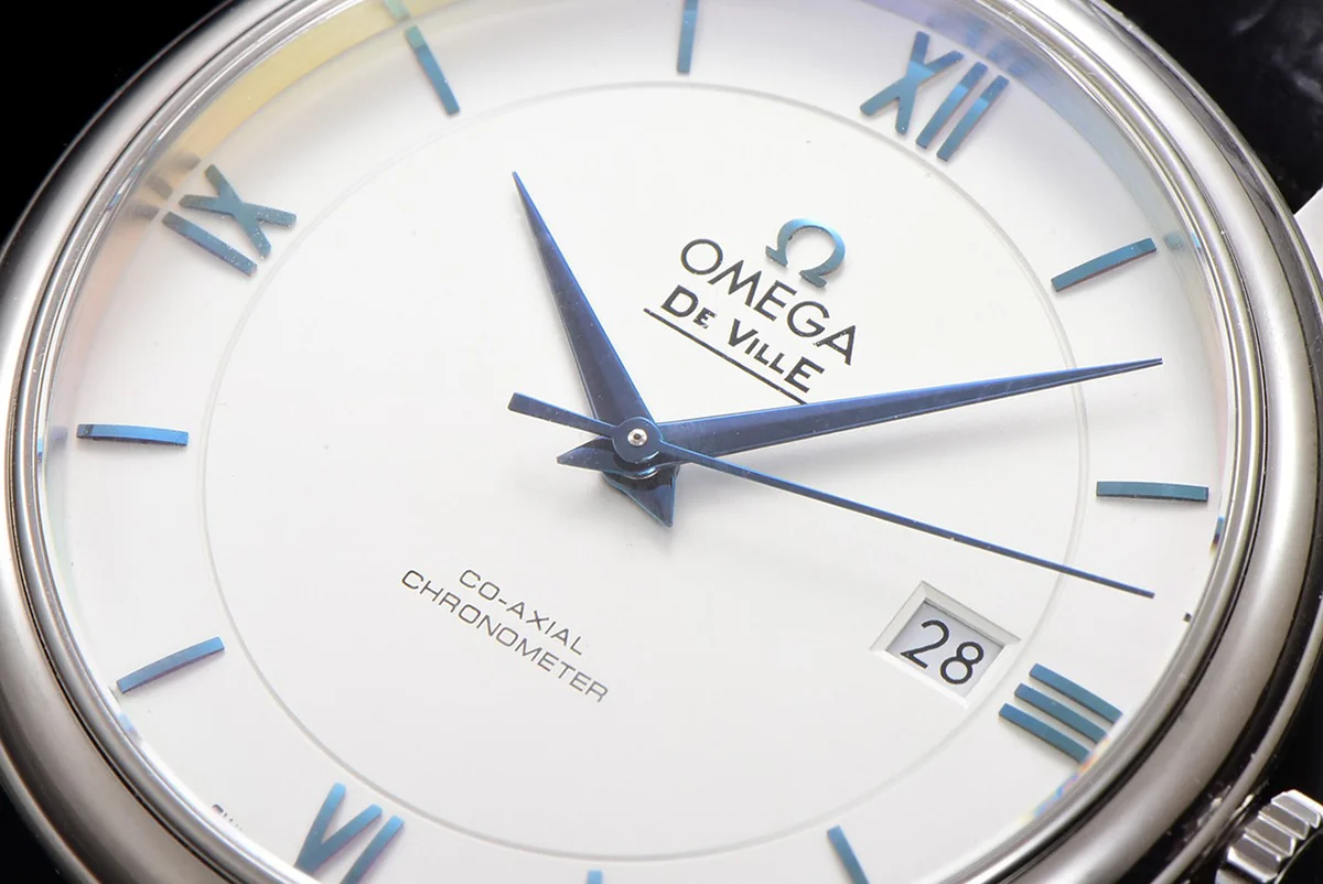 De Ville Co-Axial Chronometer 39.5mm White Dial in Steel on Leather Strap