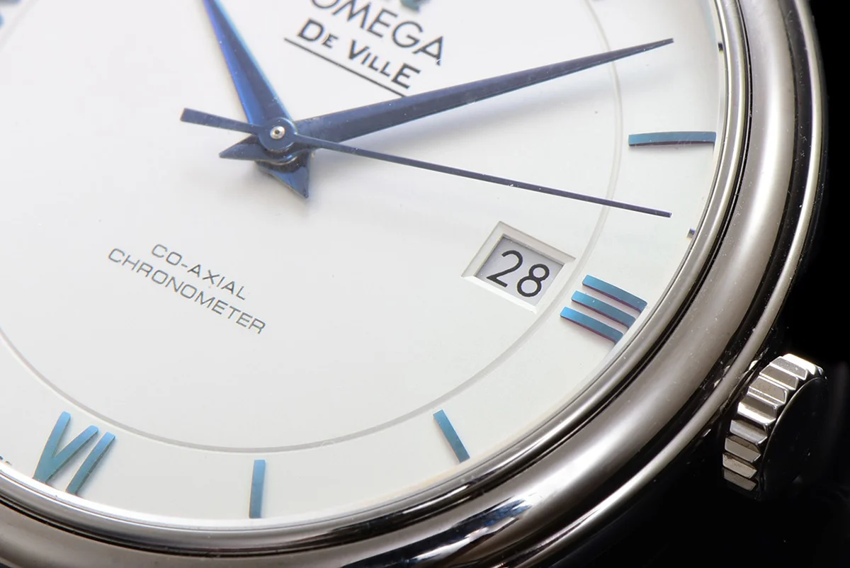 De Ville Co-Axial Chronometer 39.5mm White Dial in Steel on Leather Strap
