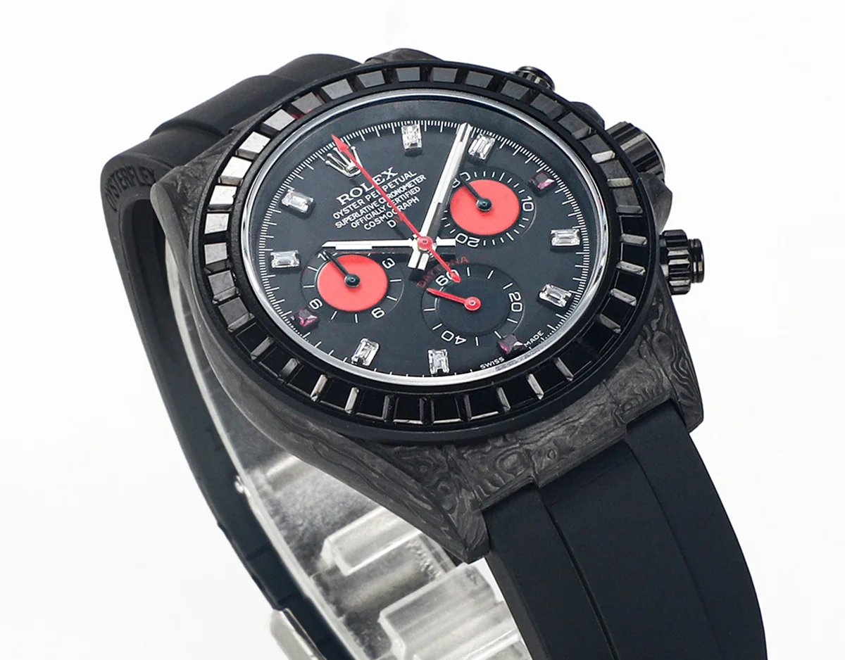DIW Daytona Rainbow Black Carbon with Black Rubber Strap