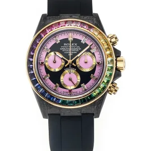 DIW Daytona Rainbow Pink Carbon in Black Rubber Strap