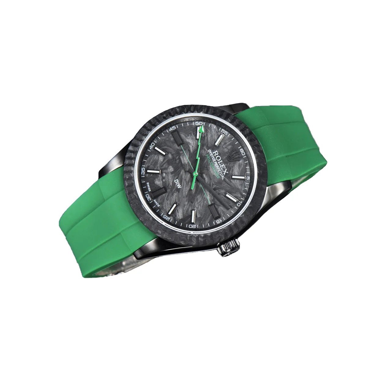DIW Milgauss Carbon on Green Rubber Strap