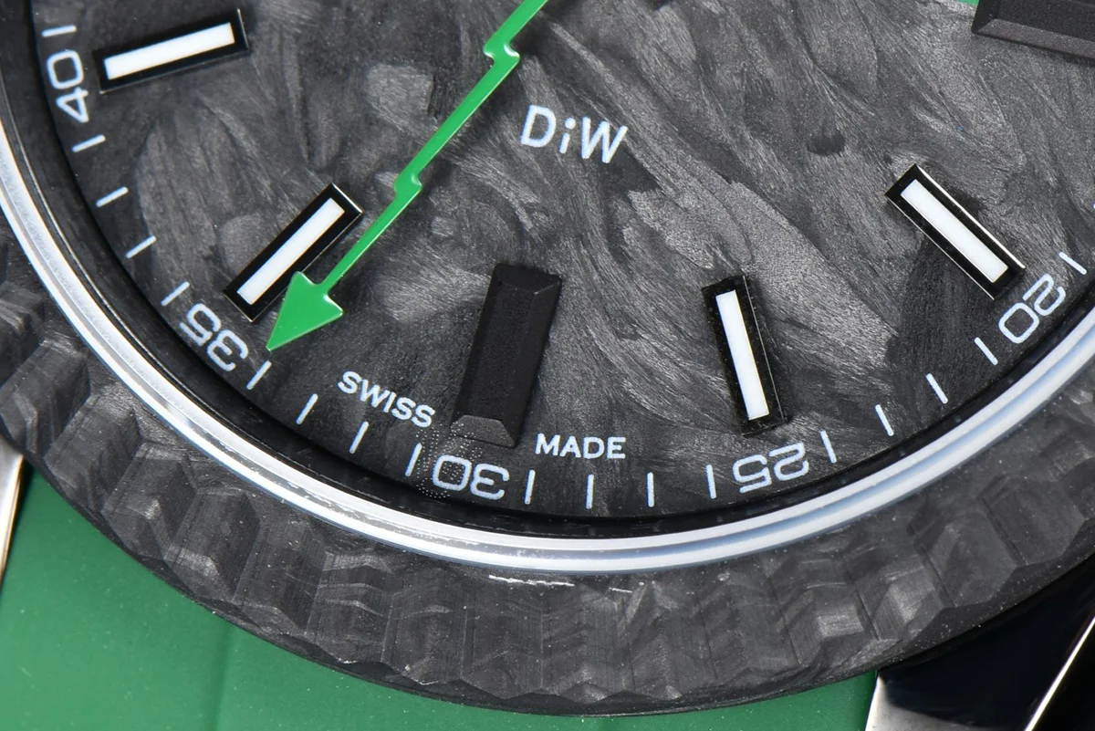 DIW Milgauss Carbon on Green Rubber Strap