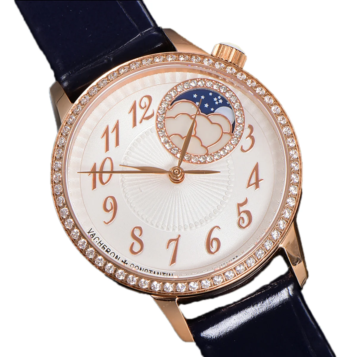 Egerie Moonphase Muse White Dial in Pink Gold