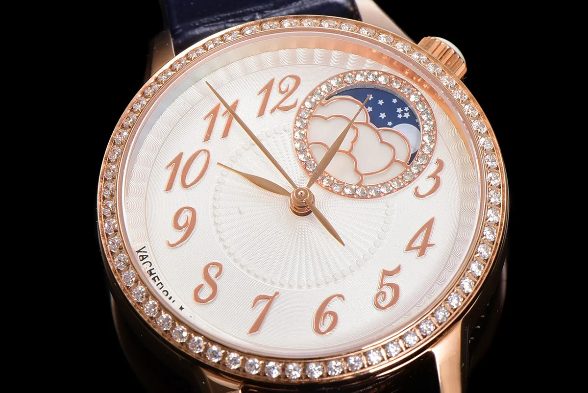 Egerie Moonphase Muse White Dial in Pink Gold