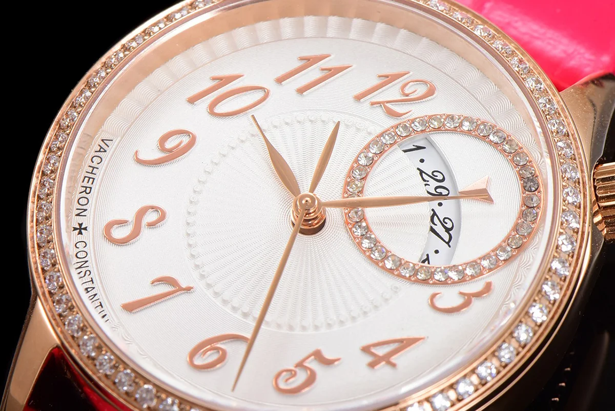 Egerie Muse White Dial in Pink Gold on Pink Leather