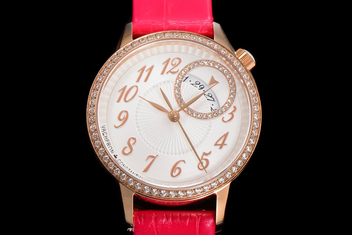 Egerie Muse White Dial in Pink Gold on Pink Leather