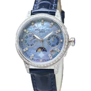 Grand Complications Ladies First Perpetual Calendar with Diamond Bezel in White Gold on Leather Strap