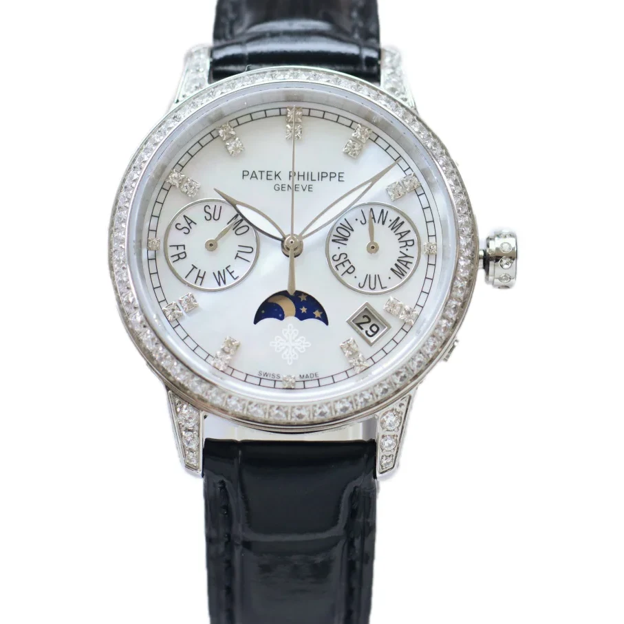 Grand Complications Ladies First Perpetual Calendar with Diamond Bezel in White Gold on Leather Strap