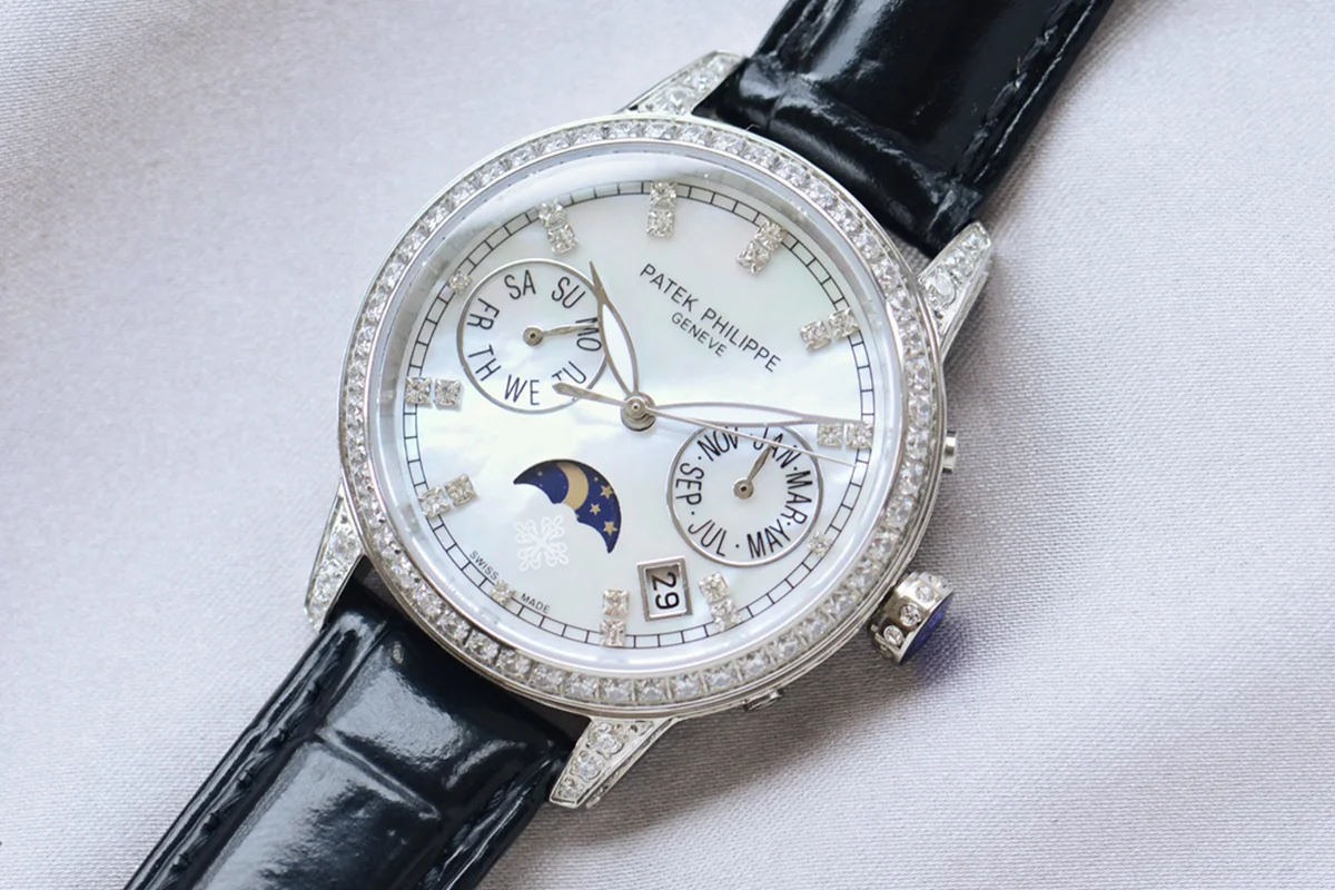Grand Complications Ladies First Perpetual Calendar with Diamond Bezel in White Gold on Leather Strap