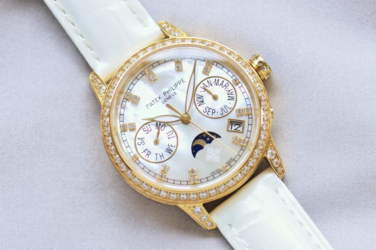 Grand Complications Ladies First Perpetual Calendar with Diamond Bezel in Yellow Gold on Leather Strap on Leather Strap