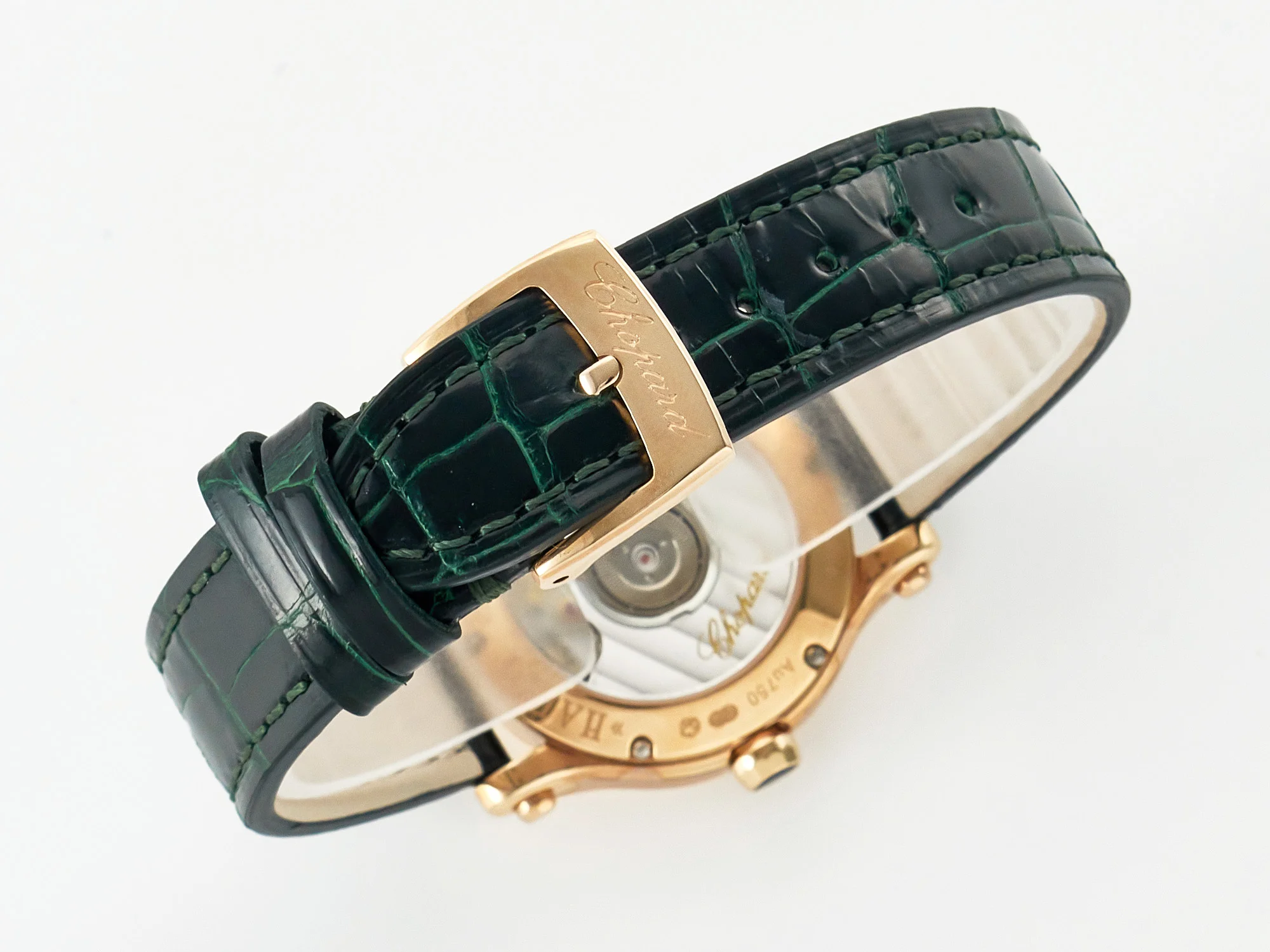 Happy Sports 30MM YF RG White Dial on Green Leather Strap A2892