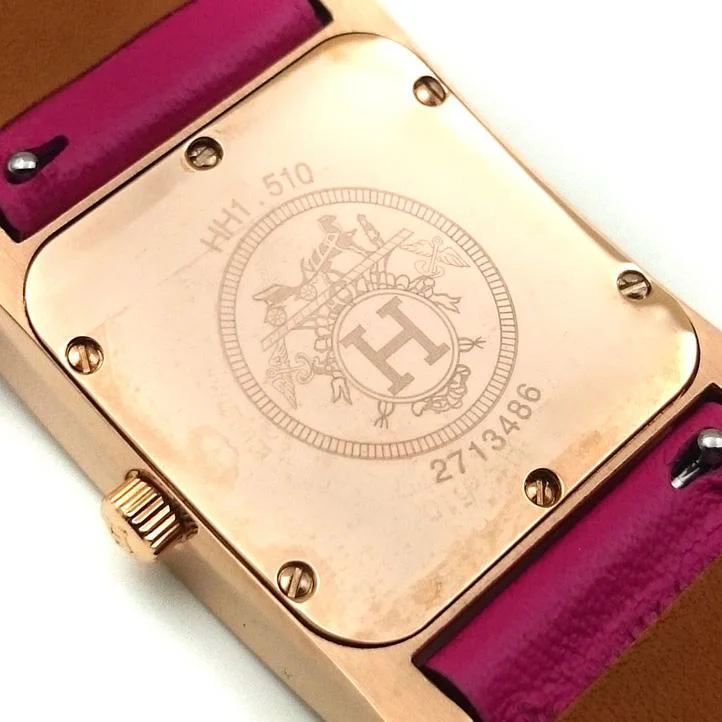 Heure H Rose Gold with Diamond Bezel and Markers on Pink Epsom Leather Strap