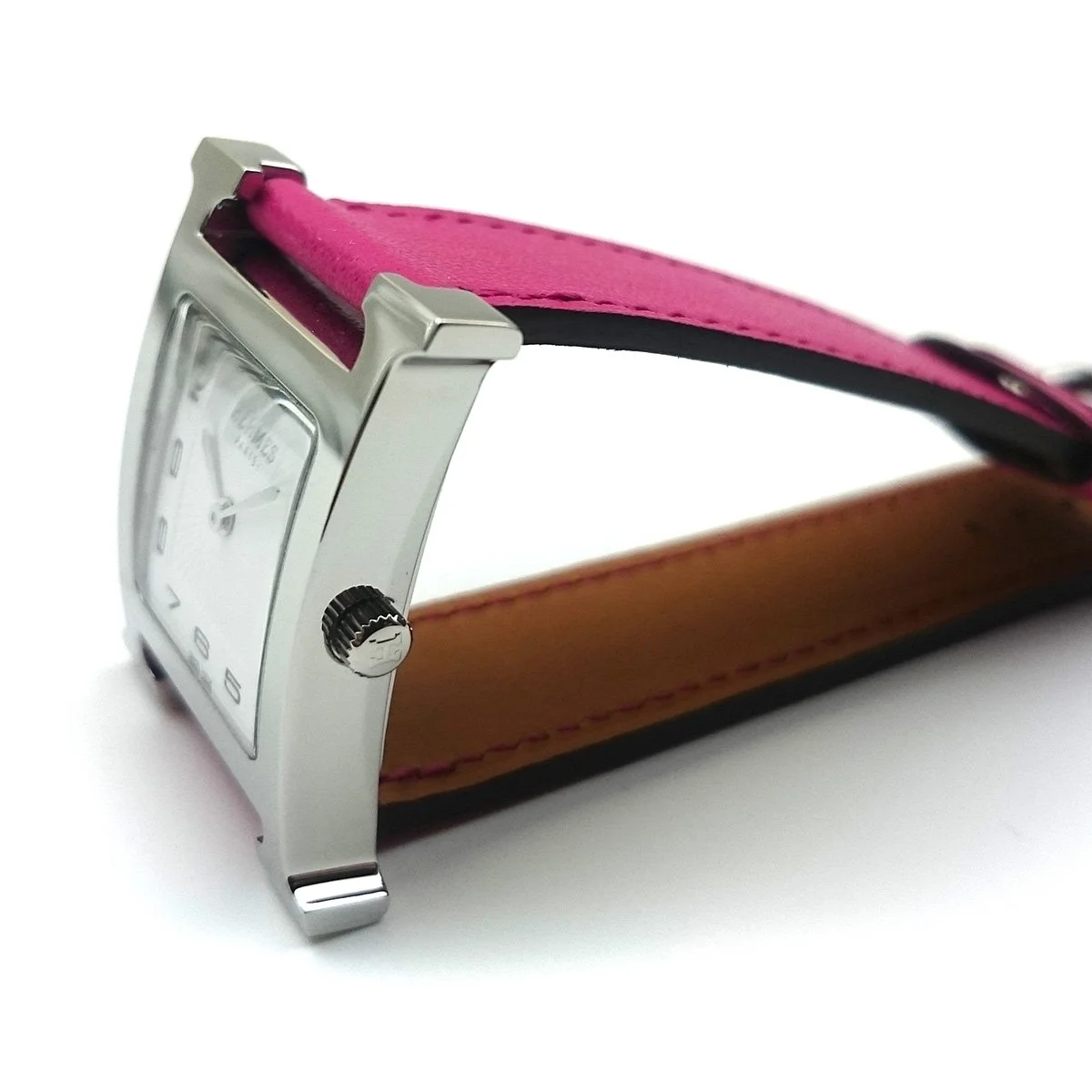Heure H Steel on Pink Fjord Leather Strap