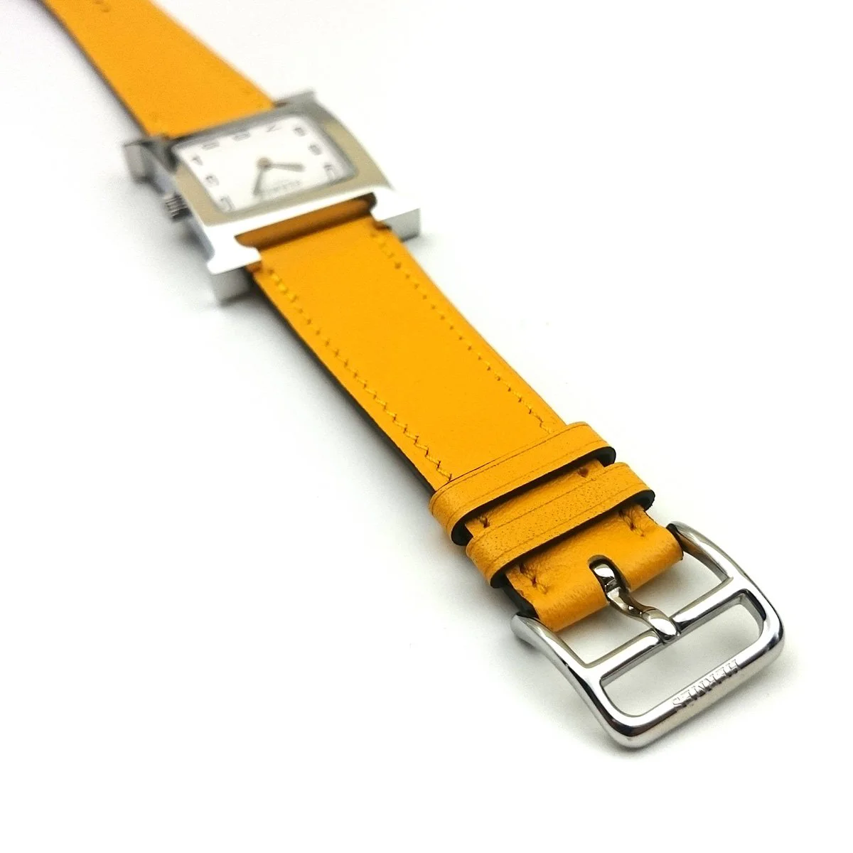Heure H Steel on Yellow Fjord Leather Strap