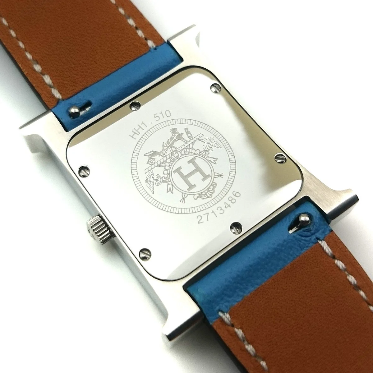 Heure H Steel with Diamond Markers on Light Blue Fjord Leather Strap