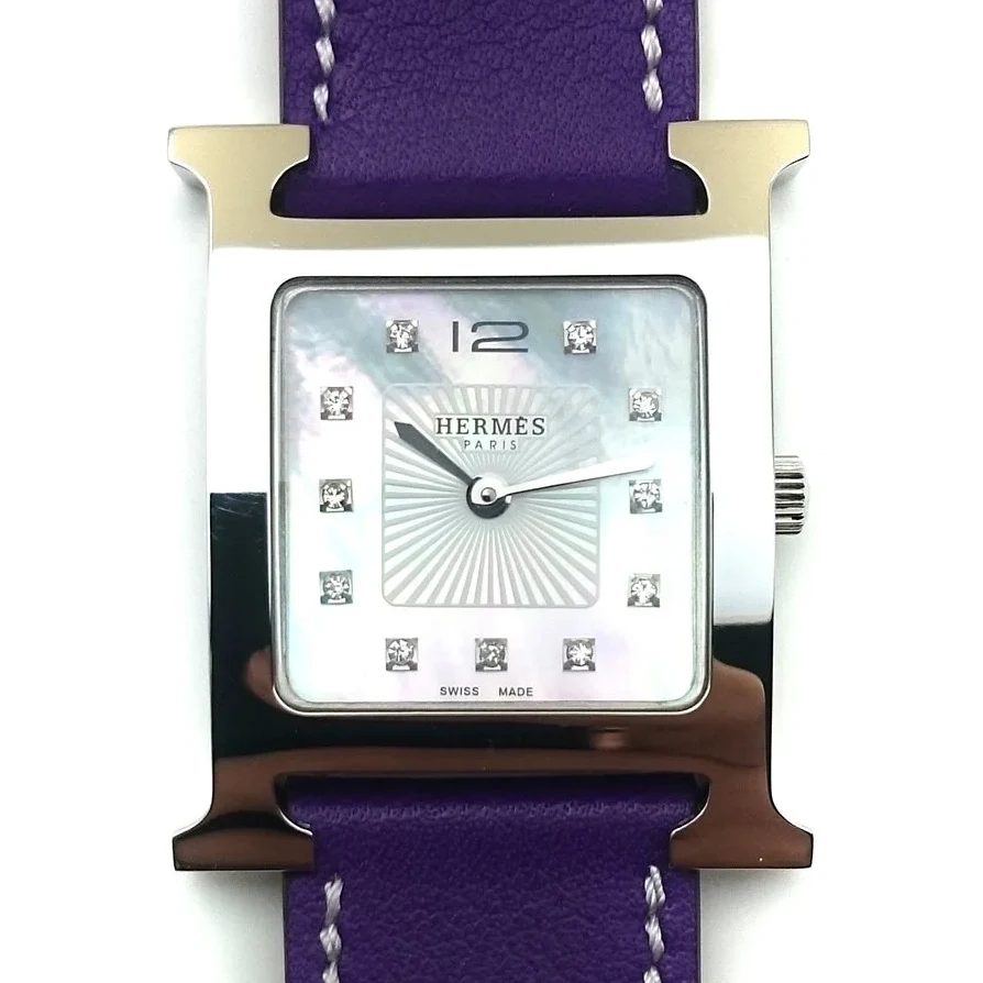 Heure H Steel with Diamond Markers on Violet Fjord Leather Strap